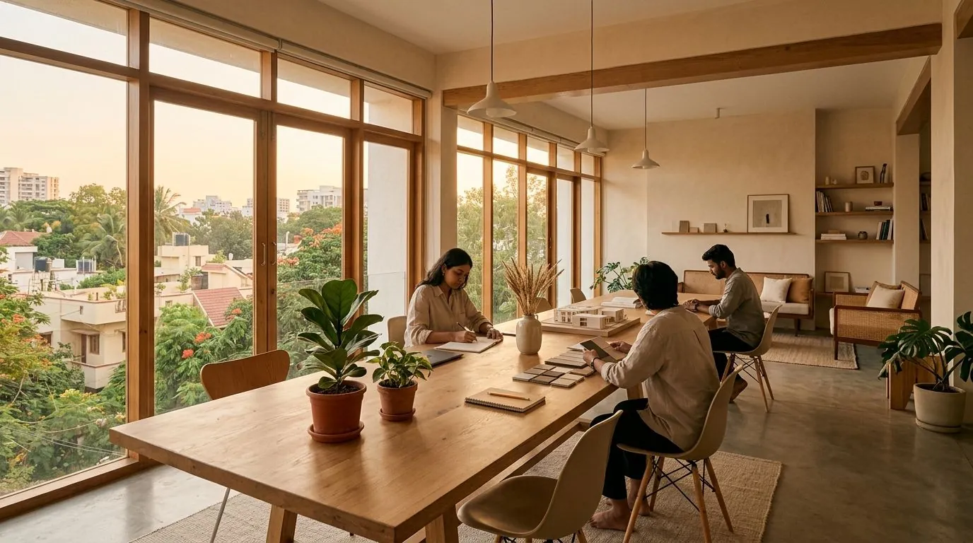 Think Avinya studio at golden hour